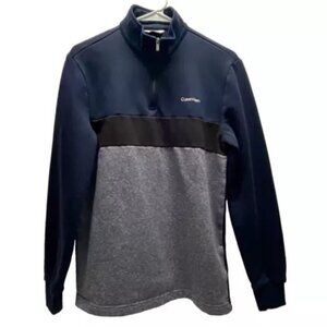 Calvin Klein Men's 1/4 Zip Small Navy Blue Black Grey Long Sleeve Pullover EUC